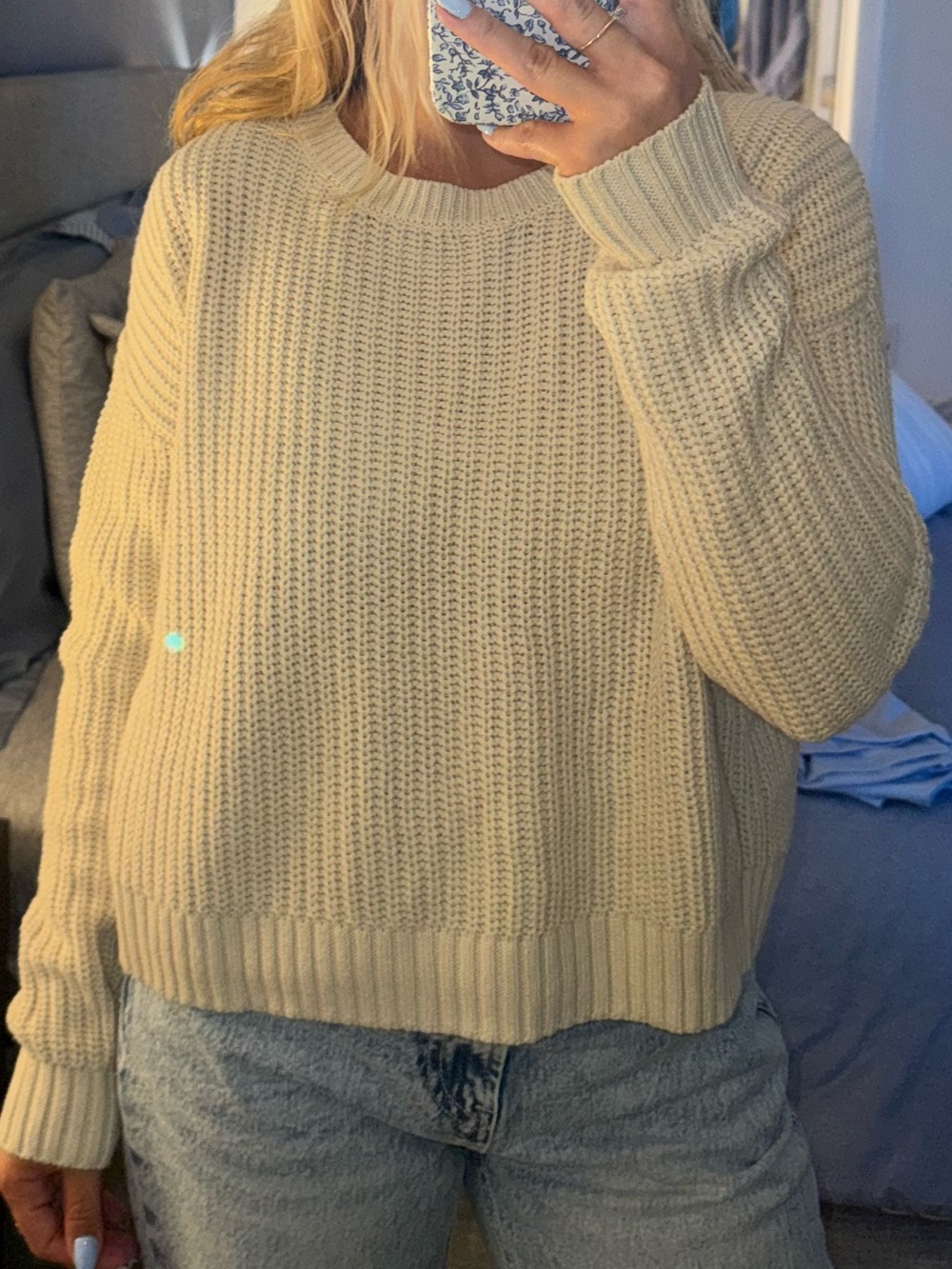Aeropostale Cream Crewneck Chunky Knit Sweater
